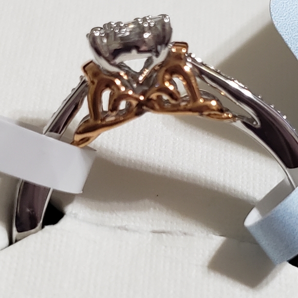 Hallmark Sterling & 10k Rose Gold Diamond Engagement Ring. SZ 7 ❤️ - Picture 7 of 13